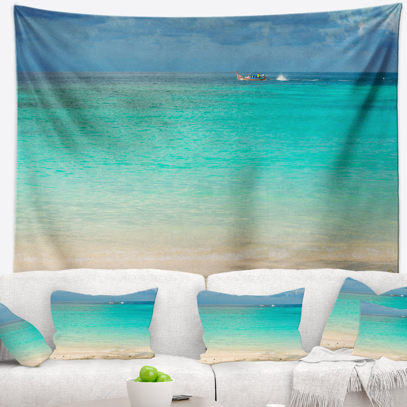 Tapisserie bleu ciel seascape tropical andaman sea, H 32 po x l 39 po
