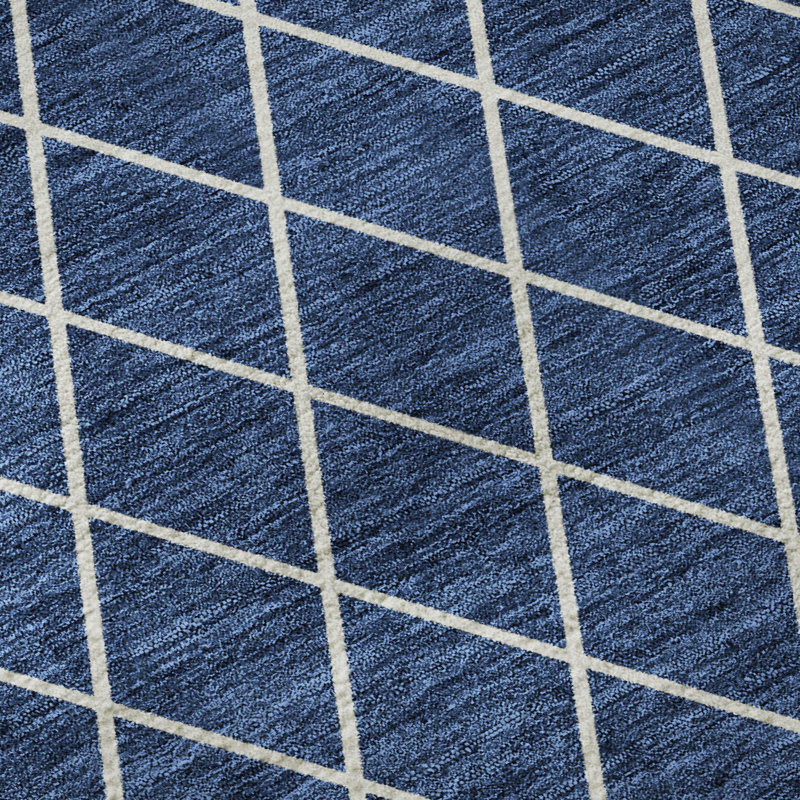 Premium Machine Washable Prisco Navy Rug, Rectangle 1'8" x 2'6"