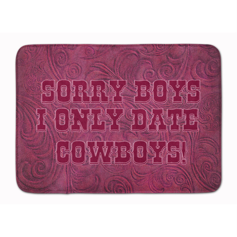 Tapis de salle de bain en mousse à mémoire de forme cowboys date "désolée garçons