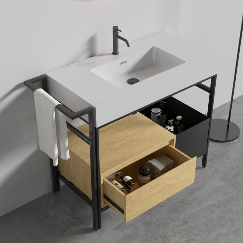36" Industrial Style Modular Bathroom Vanity, White
