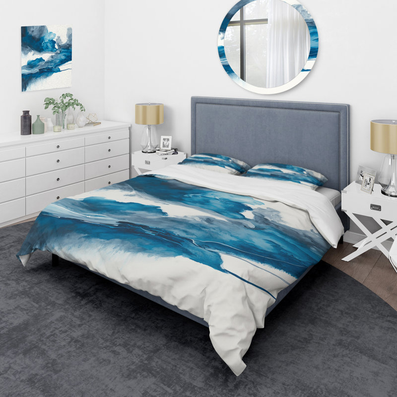 Ensemble de housse de couette en microfibre / polyester traversant les nuages bleus V