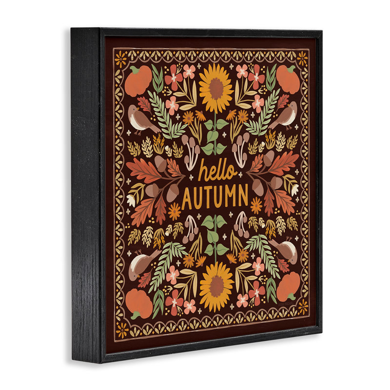 Hello Autumn on Giclee Art by Laura Marshall, 12" H x 12" W, Midnight Black Framed Giclee