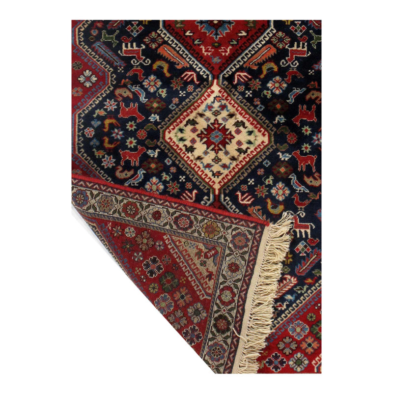 Tapis bleu / brun / orange en laine et en coton 3 pi 4 po x 4 pi 9 po Mirelez