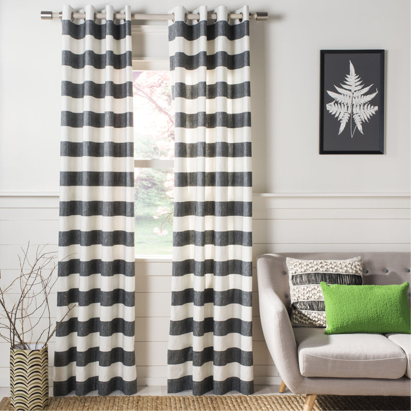 Cotton Blend Semi Sheer Curtain Single Panel, 96" L x 52" W