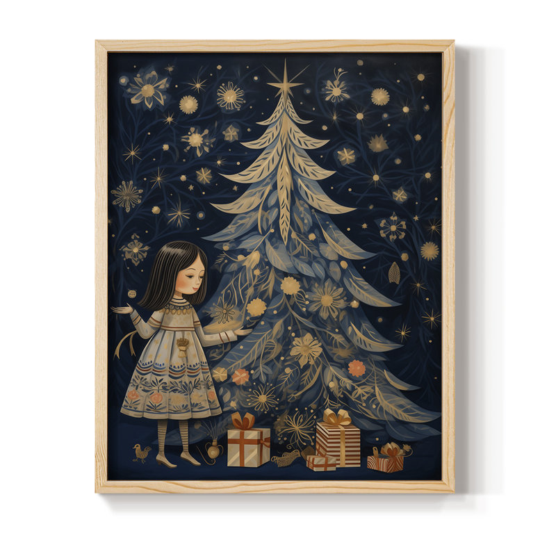 «Christmas Holiday Art» DCXLVI, reproduction d'art encadrée - bois massif, H 11 po x l 9 po, Naturel