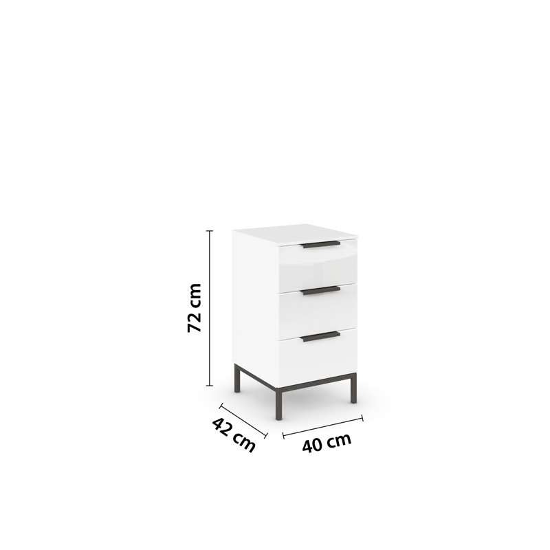 Flipp Manufactured Wood Bedside Table, Alpine White/Graphite