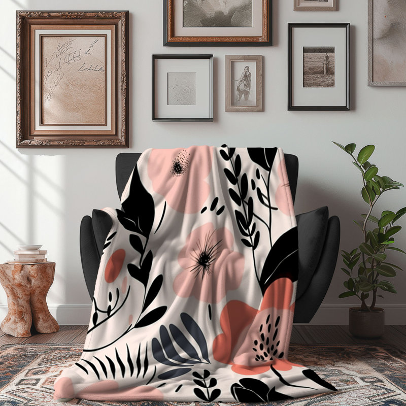 Couverture rose et noire - 1 pièce de qualité supérieure, L 50 po x L 60 po