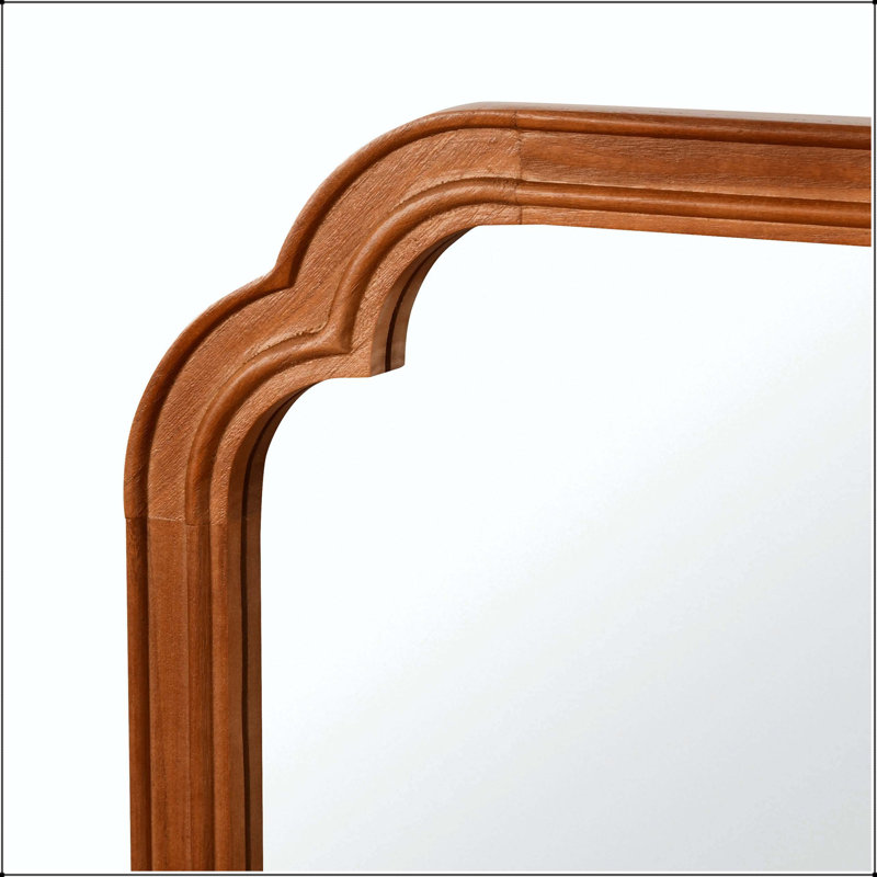 Miroir rectangulaire en bois massif avec coins arrondis en brun jaunâtre (20 x 30), Rectangle