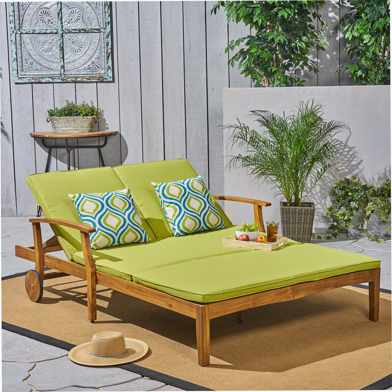 Double chaise longue de patio avec coussin, Vert