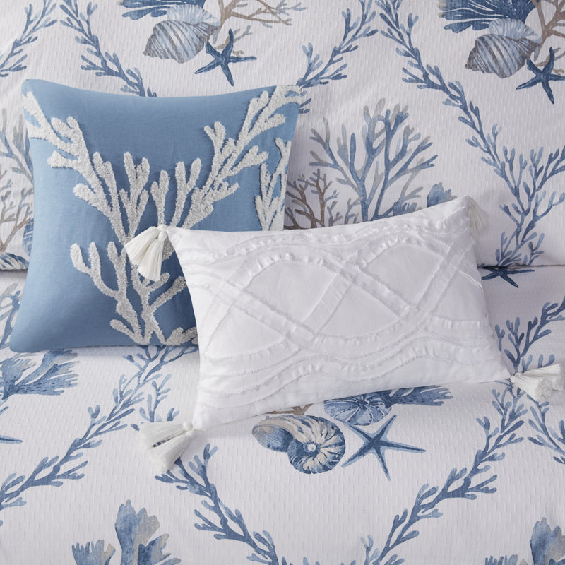 Blue and White Cotton Nautical 7-Piece Duvet Cover Set