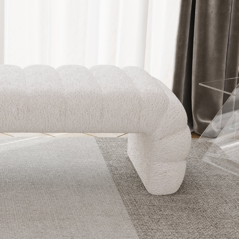 Banc en chenille capitonné Modern, Ivoire ivoire