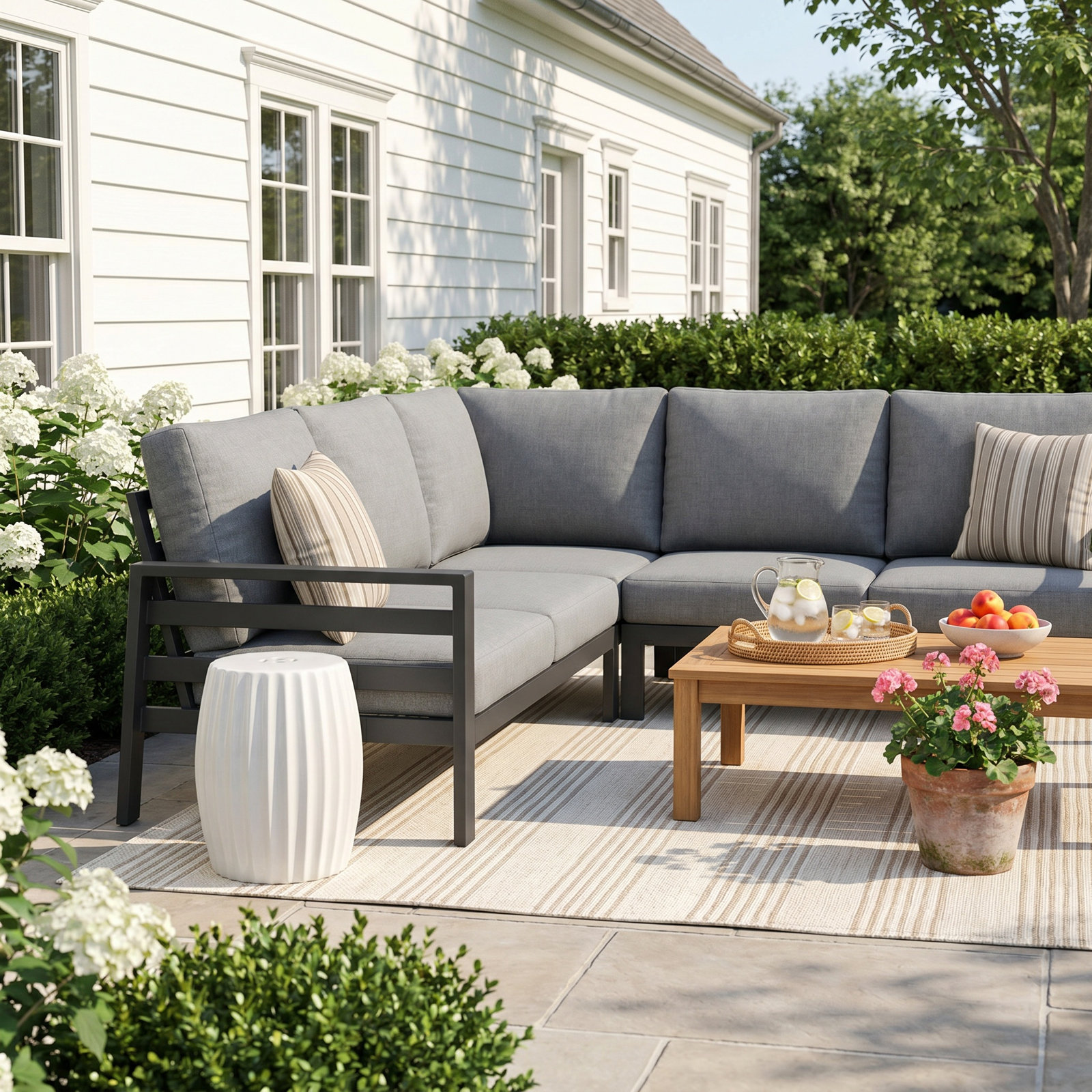 Townsend 5-Person Patio Seating Group, Canvas Black Sunbrella® Canvas