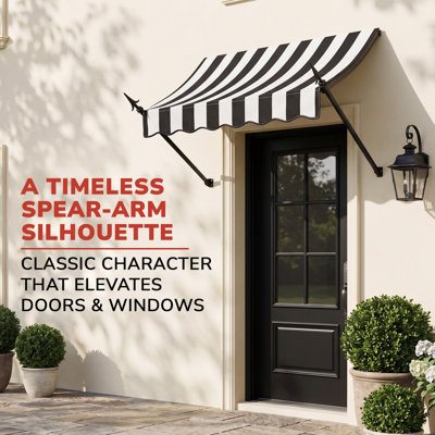 Awntech New Orleans Fixed Awning, 88.5"W x 24"H x 16"D, Gray