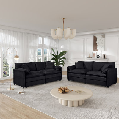 Elara  2-Piece Modern Contemporary Chenille Oversized Loveseat Set