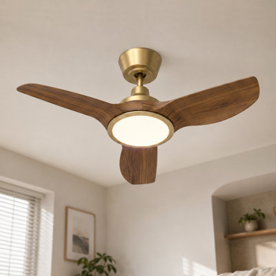 36" Small Ceiling Fan for Small Space, included Light Kit & Remote – High Airflow Low Noise Reversible DC Motor ABS Blades