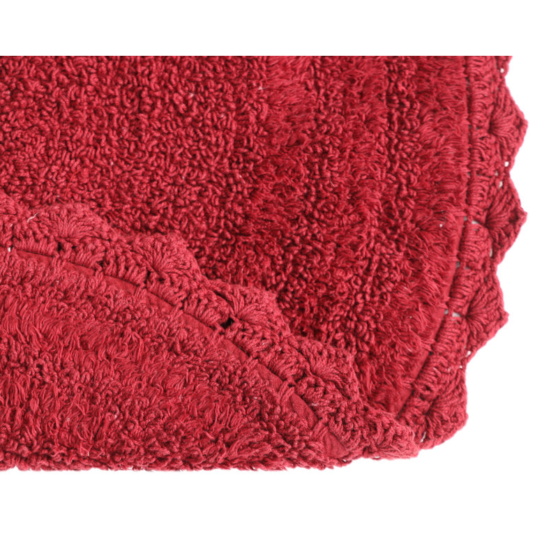 100% Cotton Non-Slip Bath Rug, Wine Red