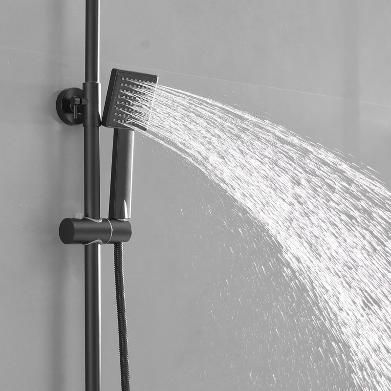 10" Rainfall Shower System with 4-Function Handheld,  Fixed Rail & Adjustable Height, Brass Body High Pressure Shower System