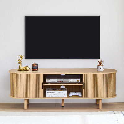Mid-Century TV Stand with Tambour Door
