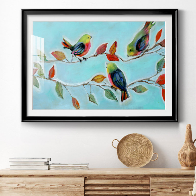 Bitty Birds II - peinture encadrée, Cadre noir, H 30,5 po x l 42,5 po x P 1,5 po
