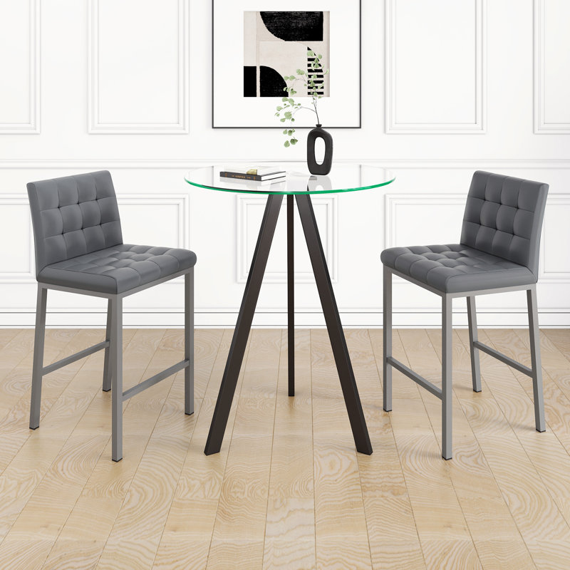 Sonila Metal Wicker Bar Counter with Stools