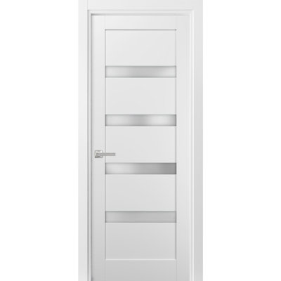 Pantry Kitchen Lite Door with Hardware Quadro 4113 White Silk with Frosted Opaque Glass Single Panel Frame Trims Bathroom Bedroom Sturdy Doors -36" x 84"