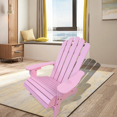 Chaise rose en bois - Utilisation extérieure et intérieure, siège confortable, fabrication solide, polyvalence, confort d'assemblage facile, patio polyvalent, porche, terrasse, jardin ou bord de piscine, à assembler
