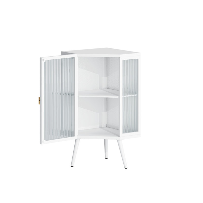 Armoire de plancher avec porte en verre trempé, Blanc