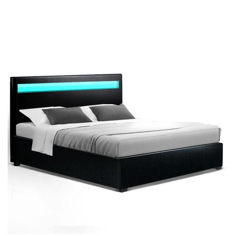 Calina  Upholstered Ottoman Bed Frame, Black, Single (3')