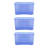 Wham Crystal 60L Plastic Storage Box Pack of 3 Tint Sparkle Blue