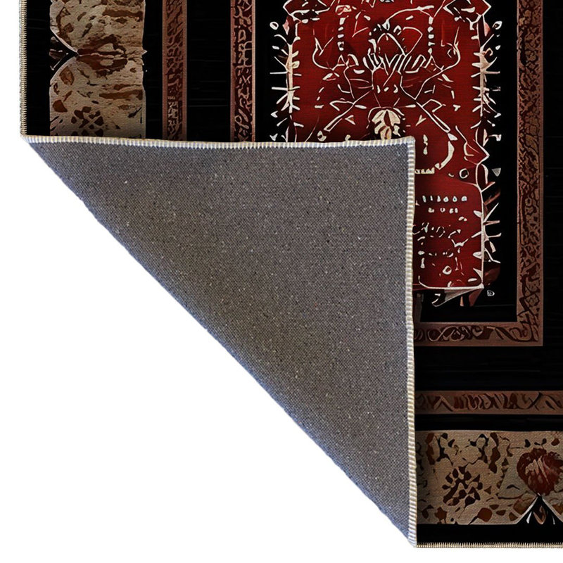 Tapis décoratif rétro à motif de séries noires, Rectangle 3 pi 9,81 po x 4 pi 11,06 po