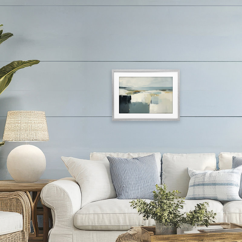 «Pastel Plains Abstraction», reproduction sous verre encadrée, design par Irena Orlov, H 14 po x l 20 po, Cadre de ferme gris