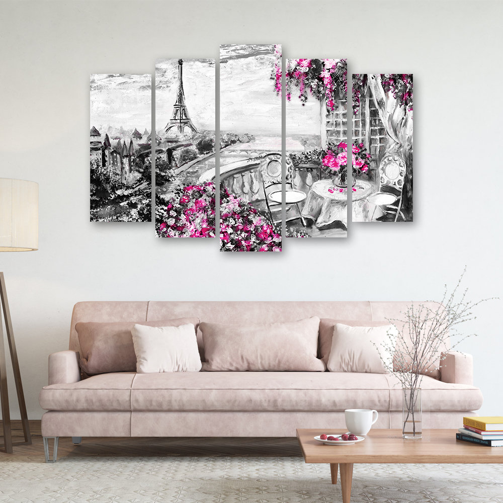 Leinwandbild Paris Eiffel Tower Purple Pastel