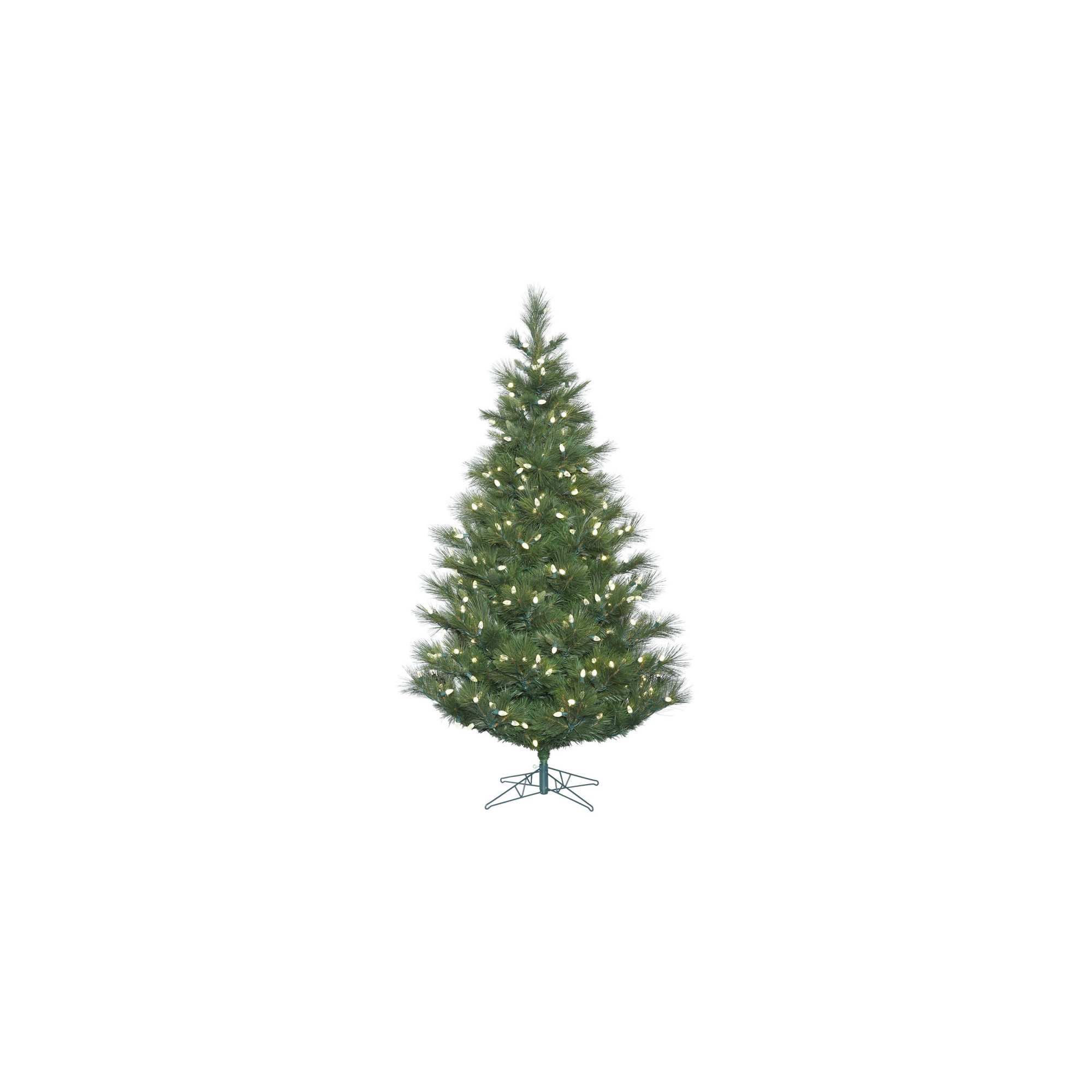 Lighted Artificial Pine Christmas Tree, 7.5' H, Clear/White Lights