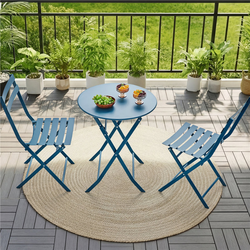2 - Person Patio Dining Set with Round Table, Blue