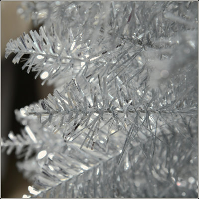 6' Artificial Pencil Christmas Tree, Slim Xmas Tree With 390 Realistic Branch Tips And Plastic Stand, Silver