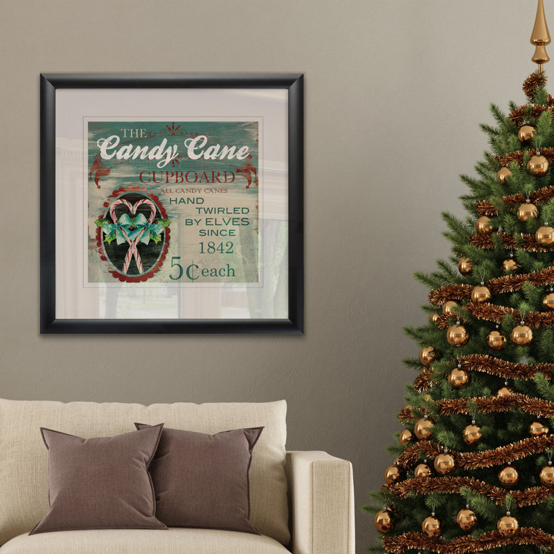 «Vintage Ad: Candy Canes», impression, H 30,5 po x l 30,5 po x P 1,5 po, Blanc / aubergine / banane / brun clair / rouge br