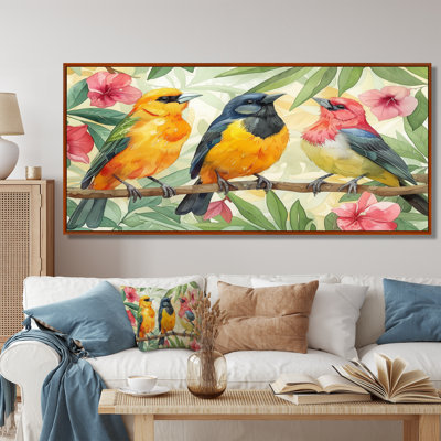 Yellow Birds On A Brand Of Garden Of Eden  Bird Wall Art Print