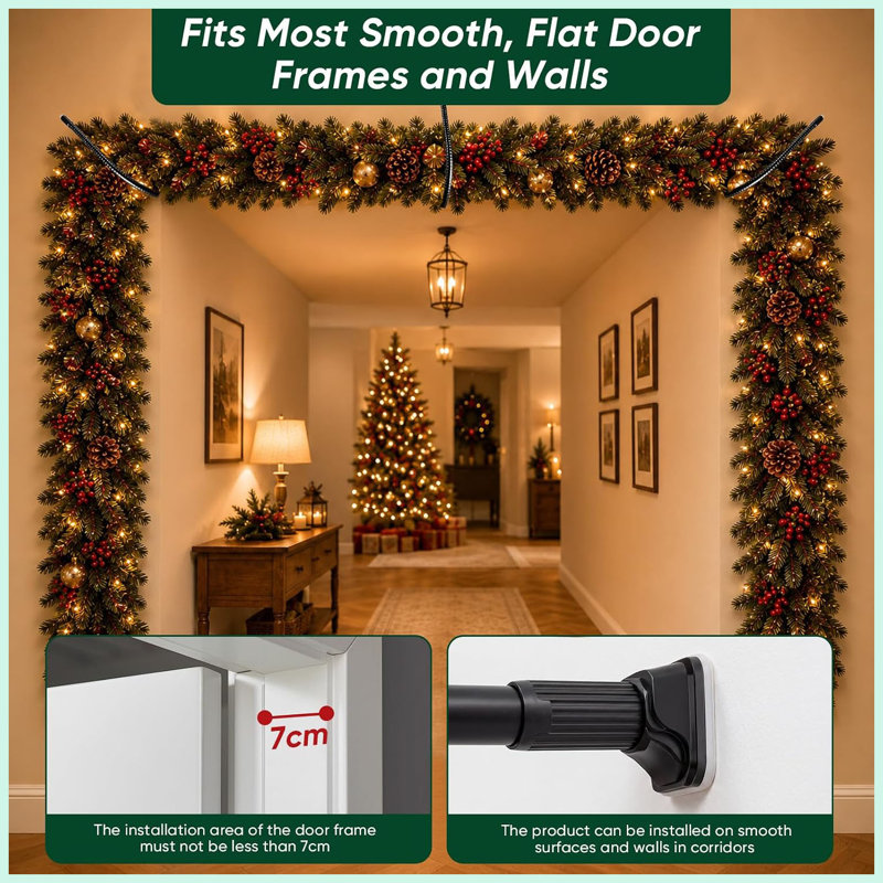 Porte-guirlande ajustable réglable 39,4-86,6 portes, décorations de Noël et de fêtes