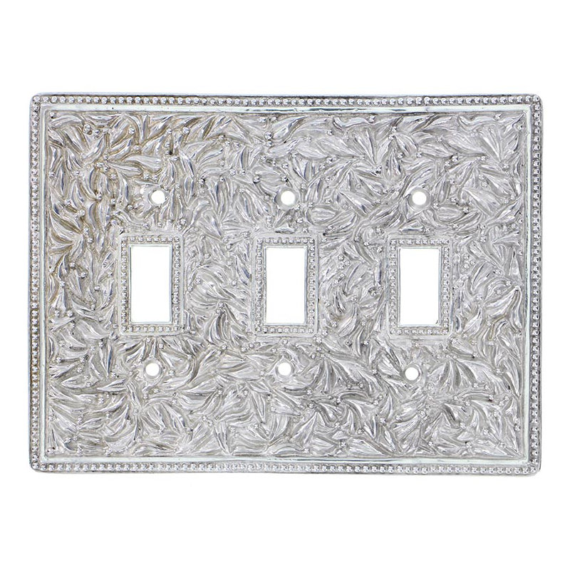 San Michele 3-Gang Toggle Light Switch Wall Plate, Polished Silver