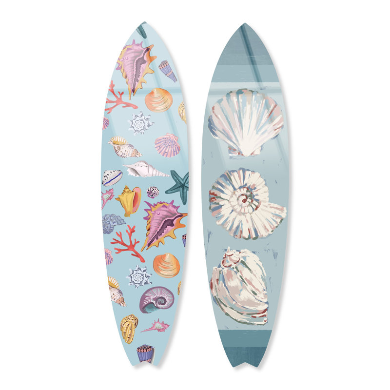 «Sea Shells», ensemble de planches de surf en acrylique, art mural côtier par Notoriart