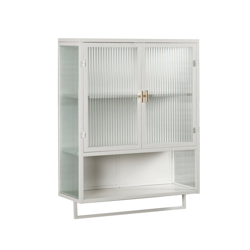 Armoire murale moderne 23,62 po à deux portes avec rangement fermé à deux niveaux, Blanc