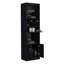 Armoire de bar moderne de 71 pouces de hauteur avec support en verre, porte-verres à pied, rangement pour bouteilles de vin et de spiritueux, tablettes à 5 niveaux et plateau coulissant-2140846158