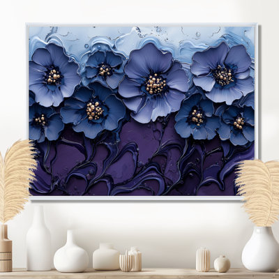 «Aqua Blue Poppies Dreamscape At Night II», art mural coquelicots