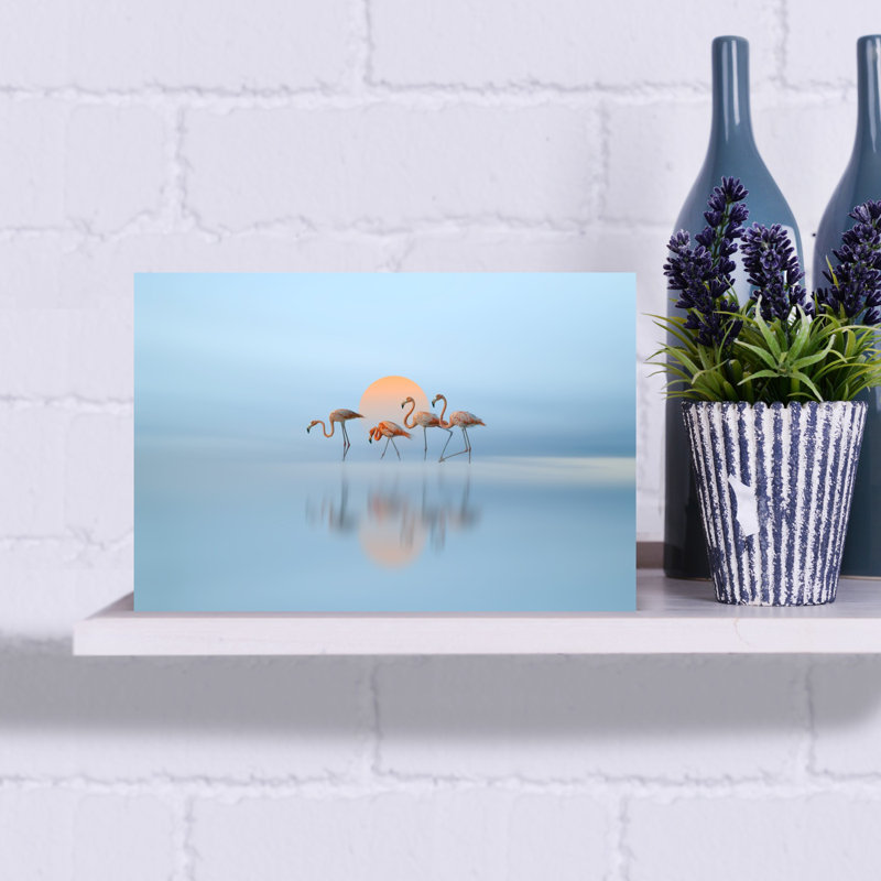 «Flamingo in Haven», art mural contemporain abstrait, H 18 po x l 12 po