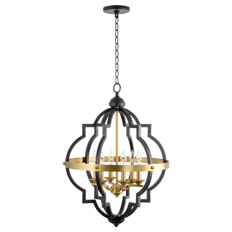 Estefanita 6 - Light Dimmable Geometric Chandelier, Warm Brass/Black