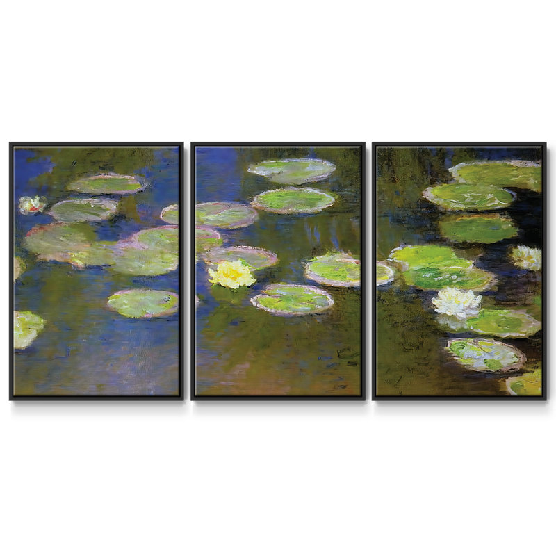 Nymphéas, 1897 3 pièces, H 40 po x l 78 po x P 2 po, Noir