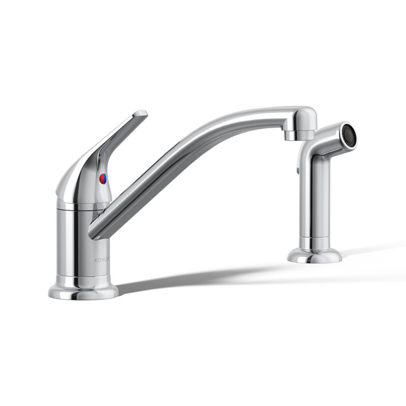 Single Handle Kitchen Faucet with Side Spray, Polished Chrome