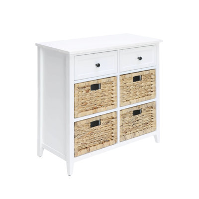 Charmante console blanche - 6 tiroirs pour l'organisation de la maison avec beaucoup de rangement
