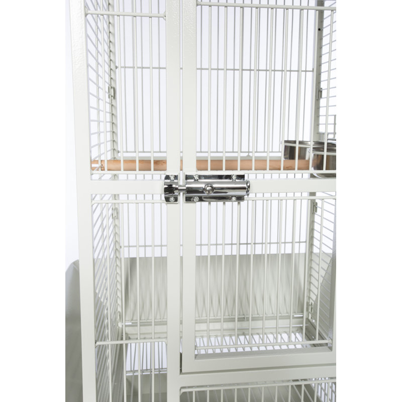Chalk White Steel Dome Top Bird Cage with Wheels