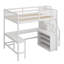 Lit mezzanine avec bureau intégré en forme de L et tablettes de rangement à trois niveaux, et escalier de rangement attaché-1735552748